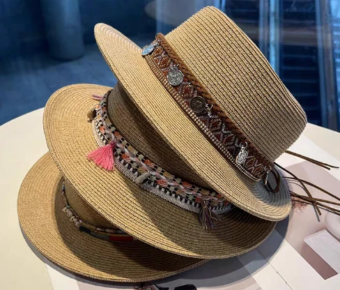 Boho Bruine Dames Stro Strandhoed