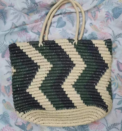 Chique handgeweven strandtas van natuurlijk papier