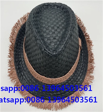 Handweven zwarte Fedora Tassel Hat