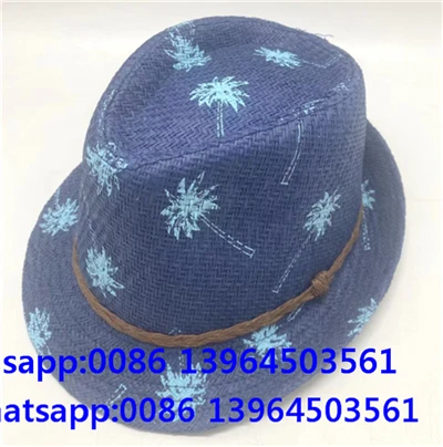 Blauwe stro cowboy zonnehoed