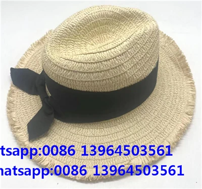 Zwarte strik kwast Fedora zonnestrohoed