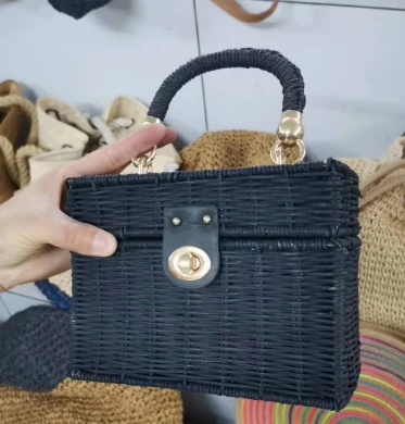 Natuurlijke rotan zwarte Crossbody tas