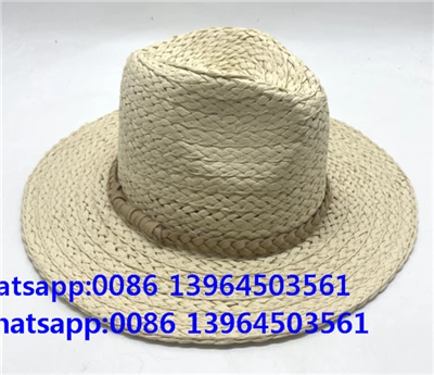 Natuurlijke handgeweven papier witte vlecht fedora hoed