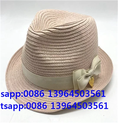 Licht roze vrouwen papieren stro fedora cap zon hoed