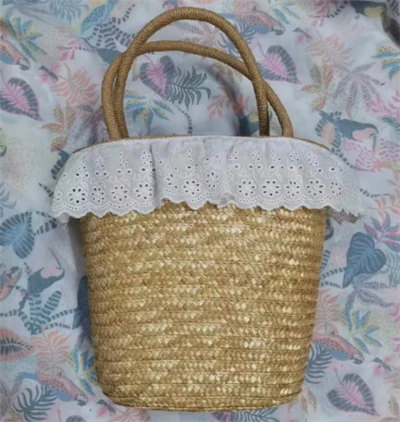 Kleine natuurlijke tarwe dames handtas
