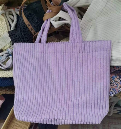 Paarse corduroy dames boodschappentas