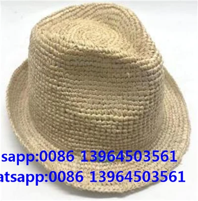 Handgeweven gehaakte Fedora zachte strohoed