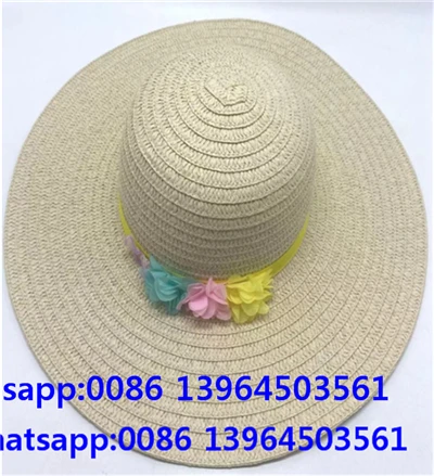 Beige Zomer Dames Hoed Met Handgemaakte Bloem