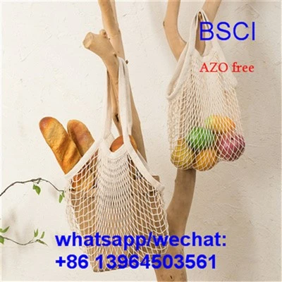 Biologische katoenen string boodschappentas groentetas